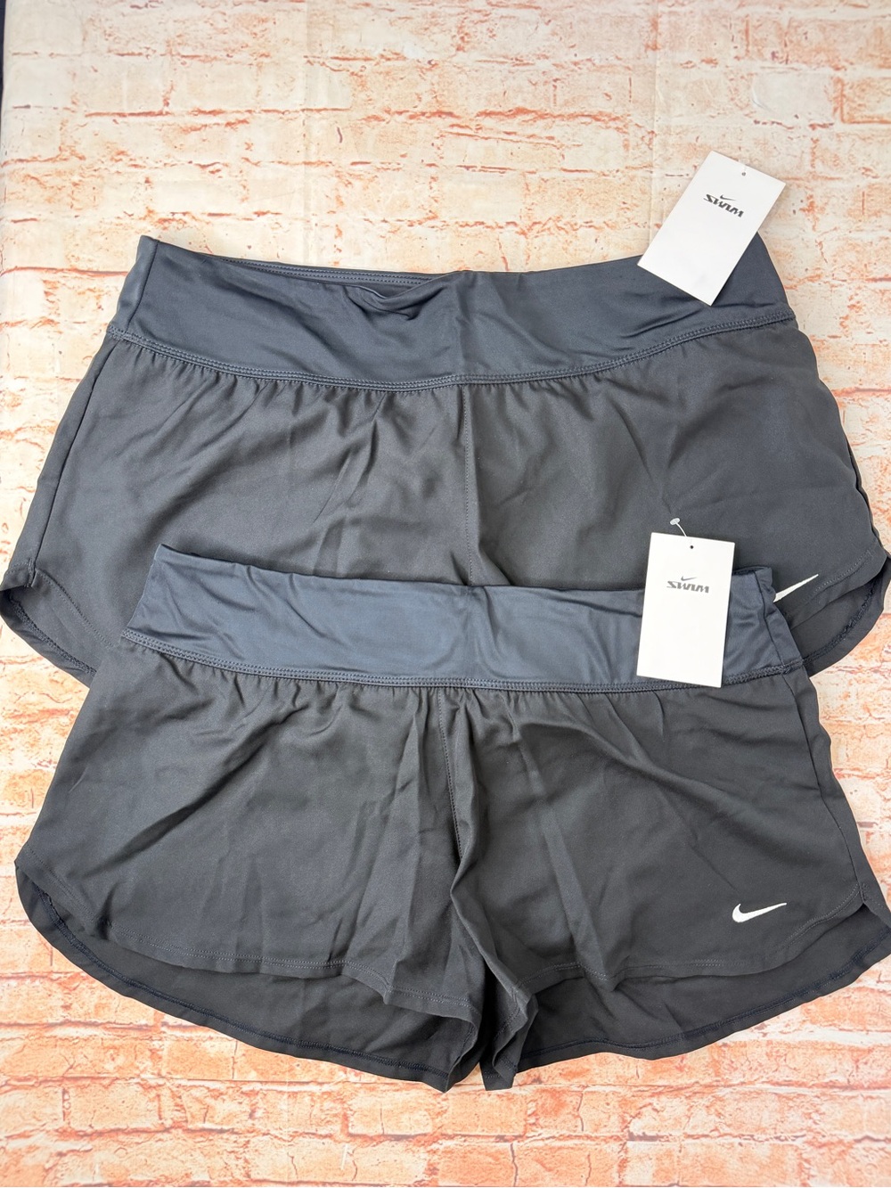 Set of 2 Nike Women's Black Solid Element Swim Board Shorts with Dri-FIT